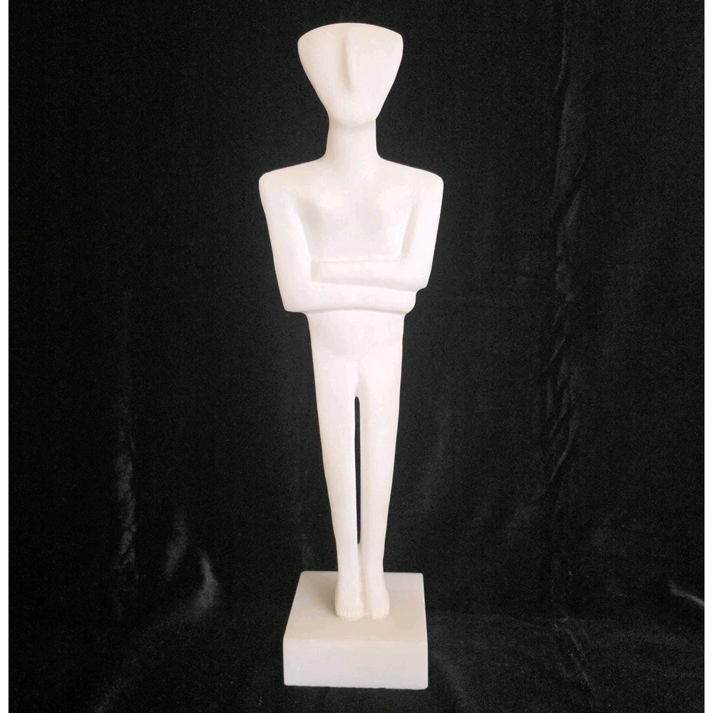 Cycladic Figurine Idol Greek Statue Sculpture Museum Copy Cast Marble 15"